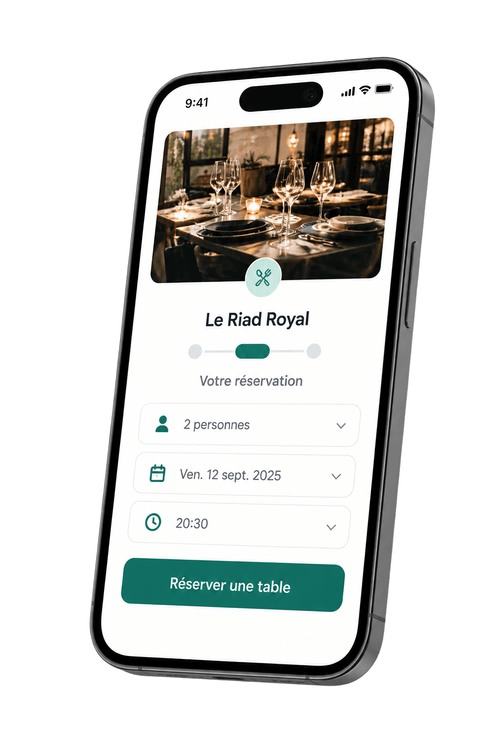 Page de réservation client Reservo